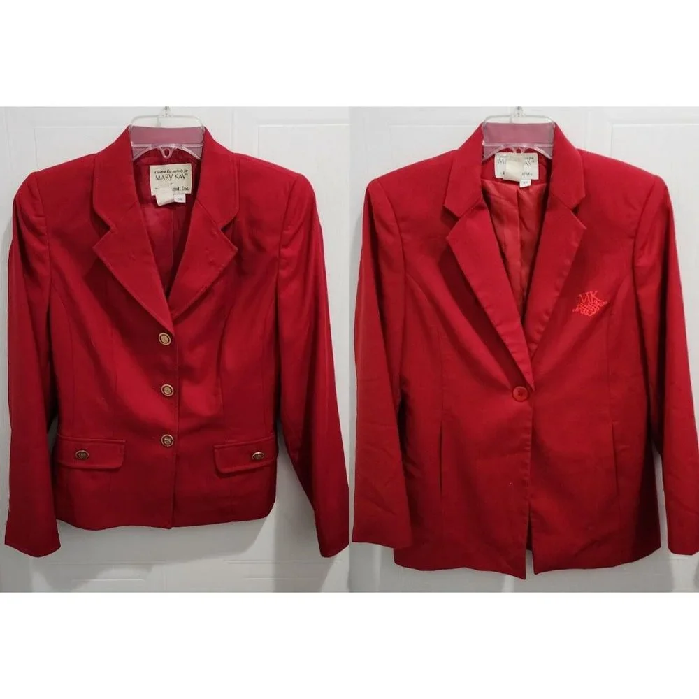 Lot of‎ 2 Mary Kay Women's Button Up Blazer Jackets Red Embroidered Size 2/2P